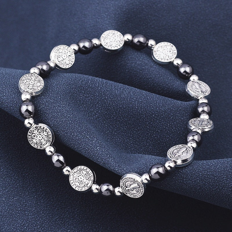 Black Gallstone St. Benedict Rosary Bracelet