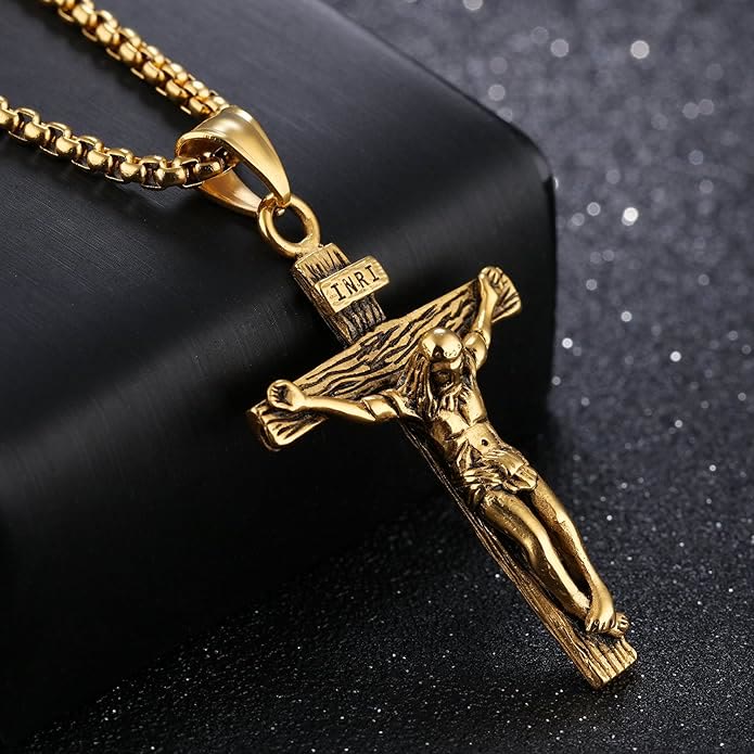 Gold Crucifix Pendant Necklace