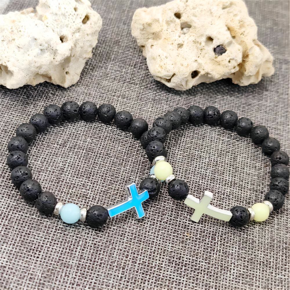Glow in the Dark Cross Bracelet