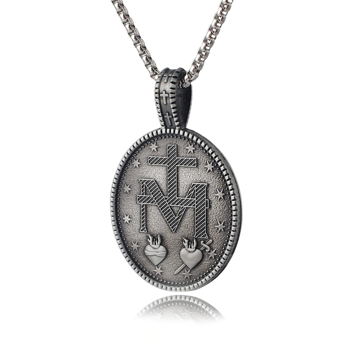 Miraculous Virgin Mary Medallion Pendant Necklace