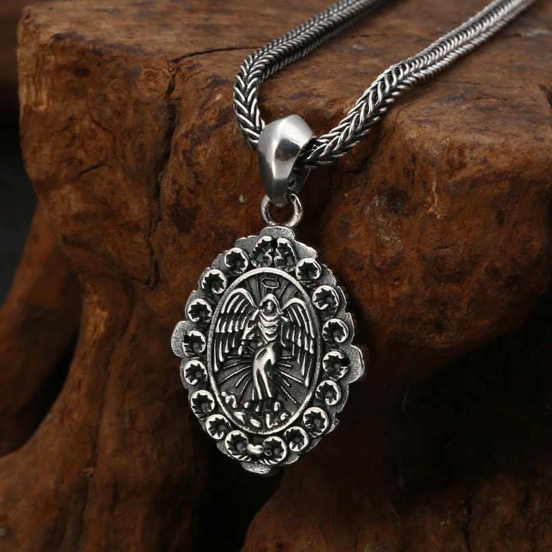 Sterling Silver Classic Style Our Lady of Guadalupe & St. Michael Pendant Necklace