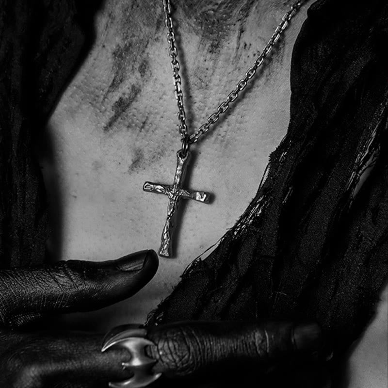 925 Sterling Silver Dark Style Cross Necklace: A Symbol of Faith
