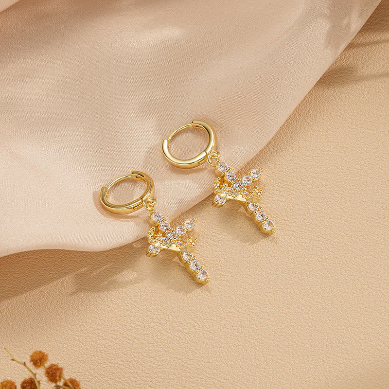 Modern Faith Crown Cross Necklace and Earring Set