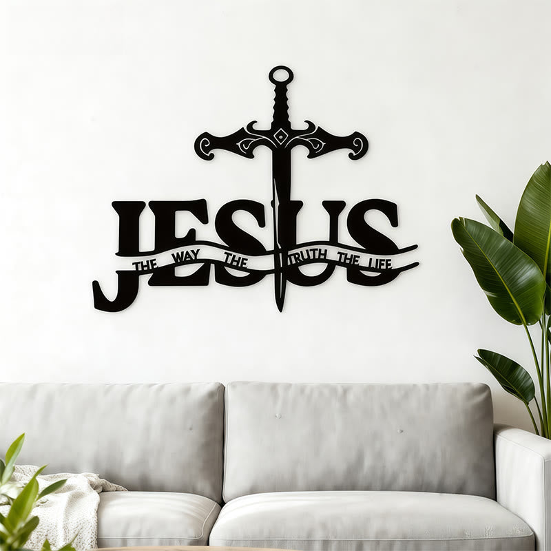 Christian Artwork Workshop Black Iron JESUS: The Way, The Truth, The Life Metal Wall Decor