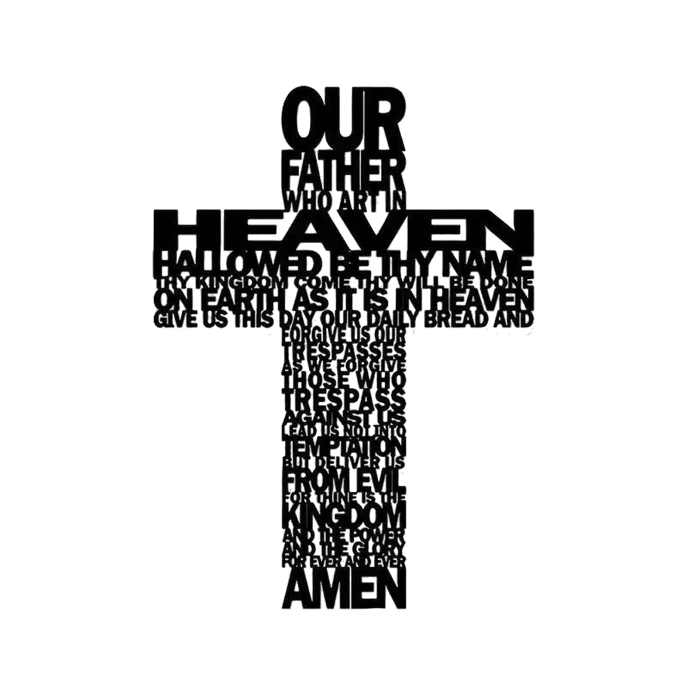 Textured Metal Wall Decor: Lord's Prayer Cross with Biblical Phrases by Christianartworkshop