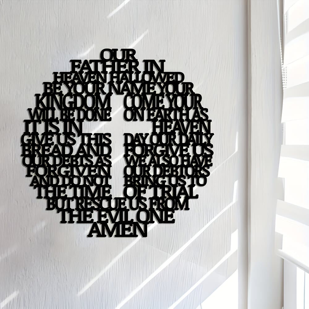 Christian Art Workshop Metal Wall Decor: Lord's Prayer Cross with Inspirational Verse Design