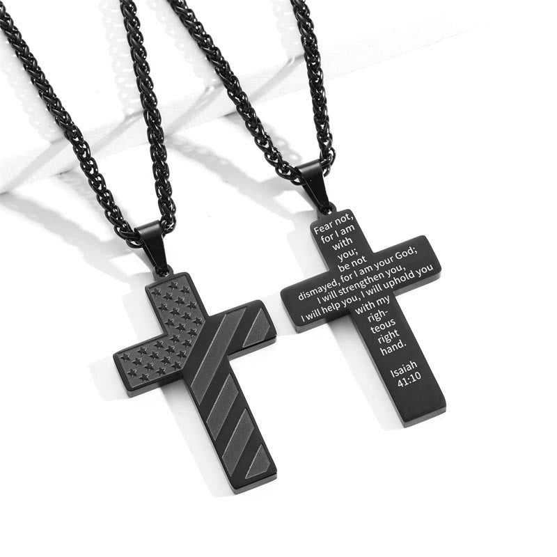 Scripture Cross with American Flag
