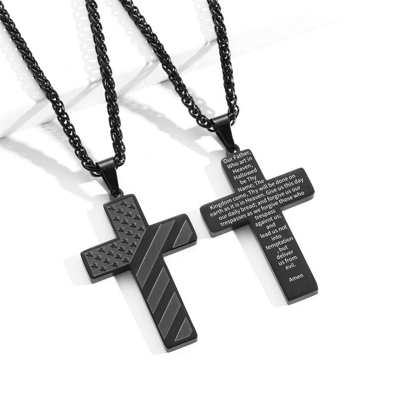 Scripture Cross with American Flag