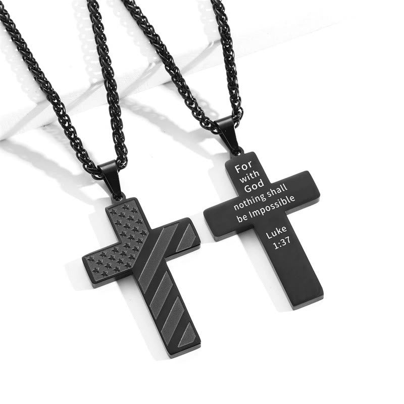 Scripture Cross with American Flag
