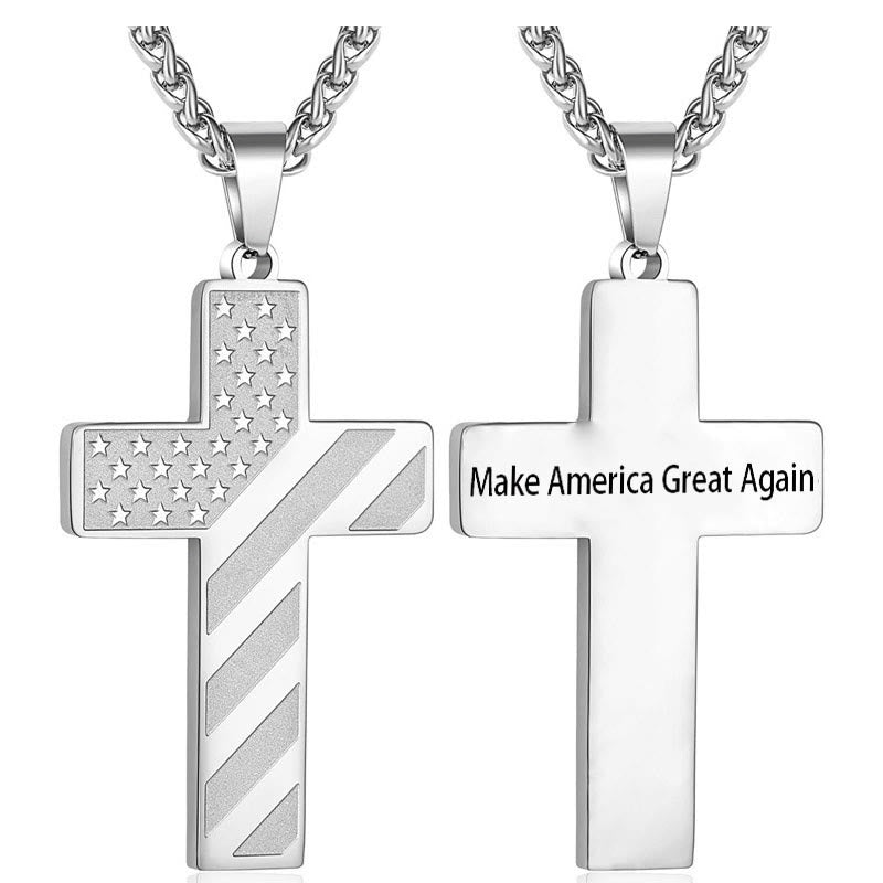 Scripture Cross with American Flag