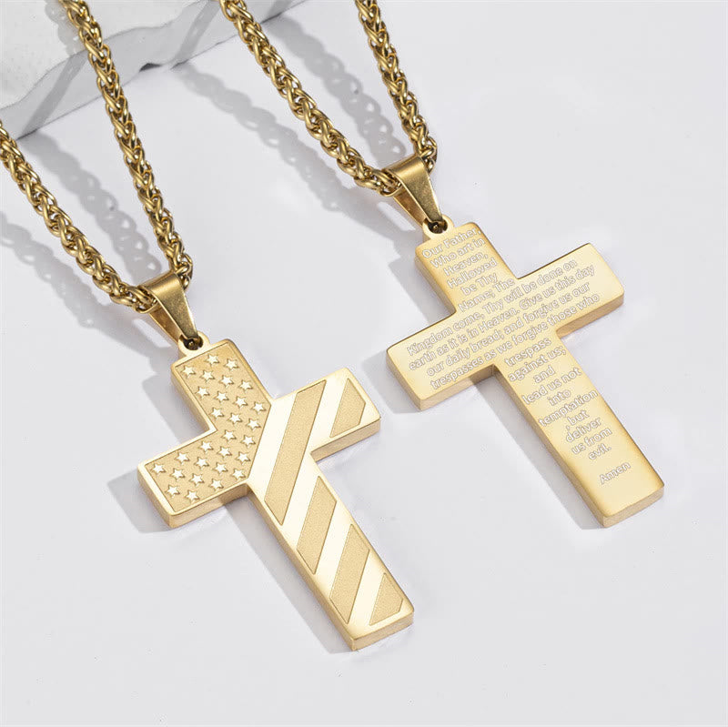 Scripture Cross with American Flag