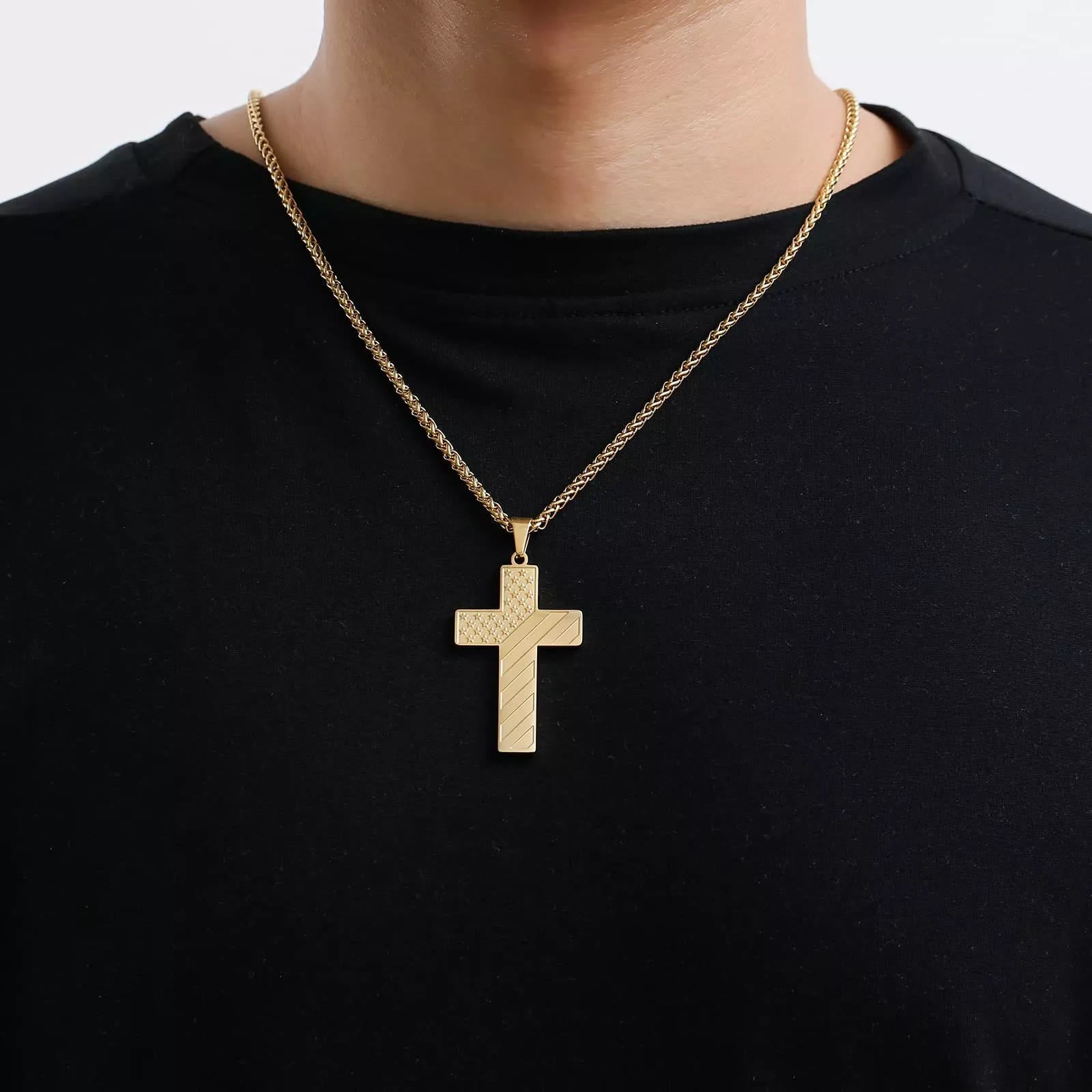 Scripture Cross with American Flag