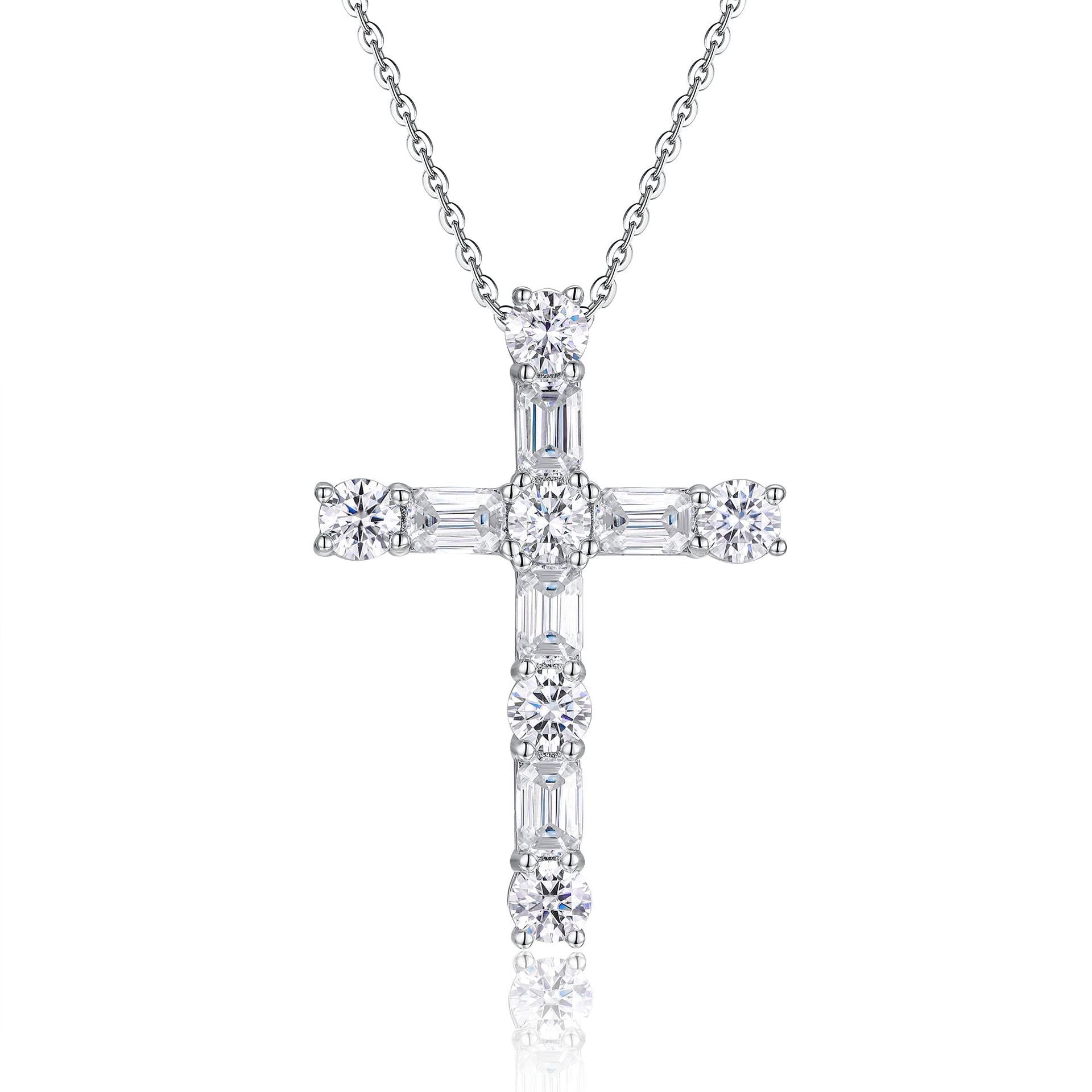 Sterling Silver Moissanite Cross Necklace: Faith Elegance & Timeless Sparkle