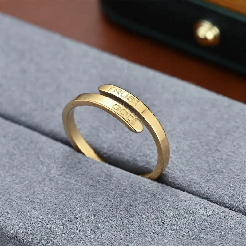 TRUST GOD Split-Band Ring: Steady Companion of Divine Trust