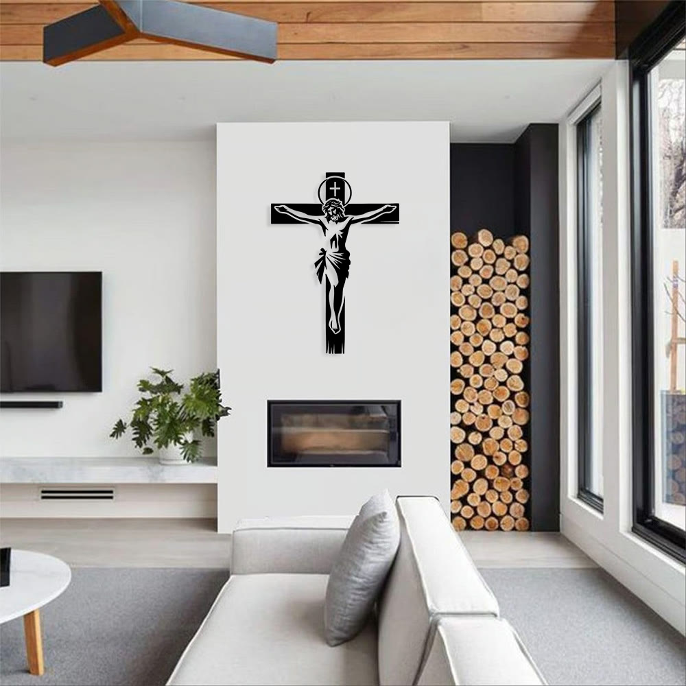 Christian Art Workshop Haloed Crucifix Metal Wall Decor: A Reverent Tribute to Divine Sacrifice