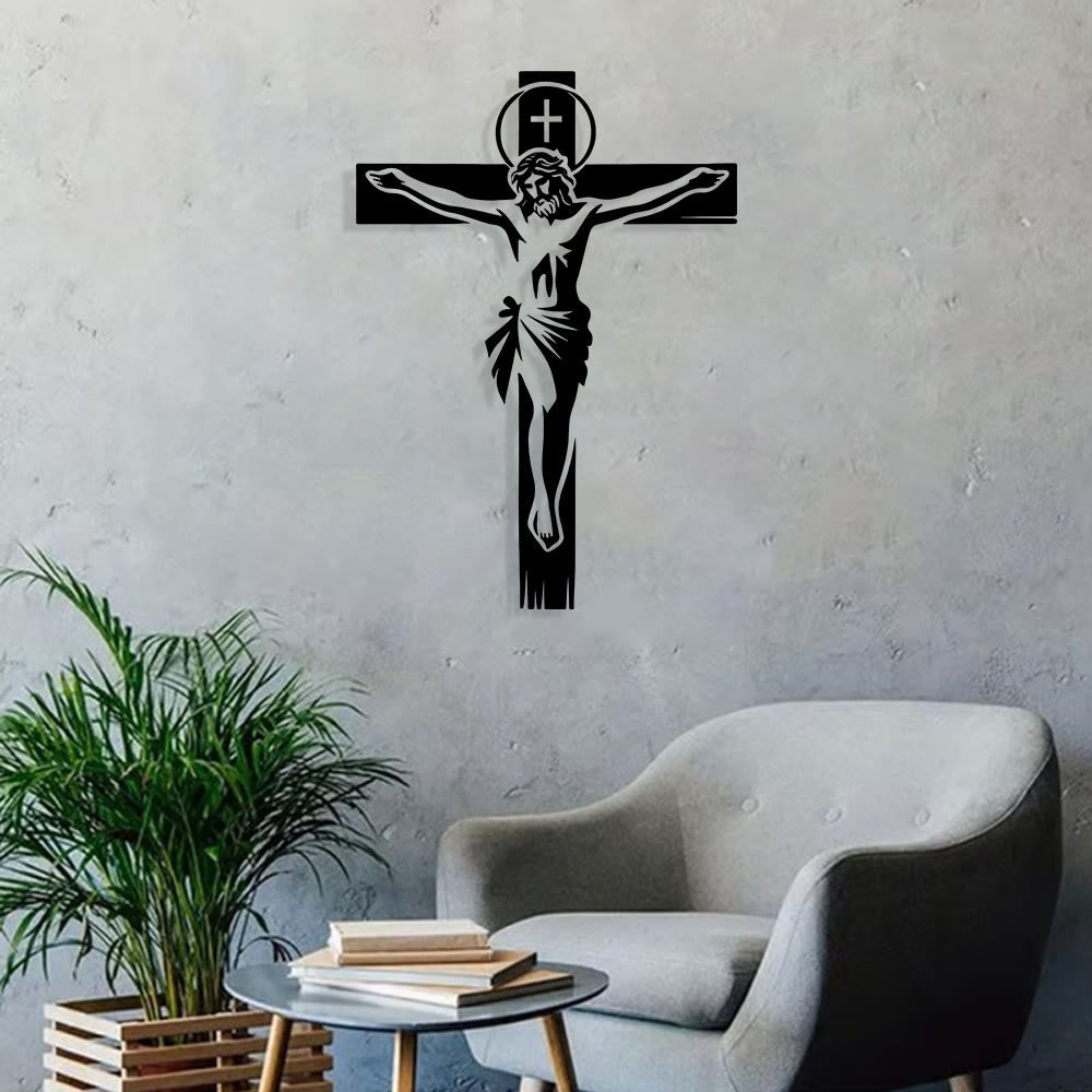 Christian Art Workshop Haloed Crucifix Metal Wall Decor: A Reverent Tribute to Divine Sacrifice