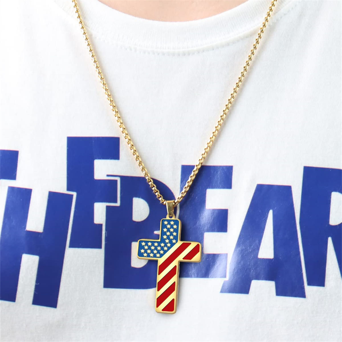 Scripture Cross with American Flag