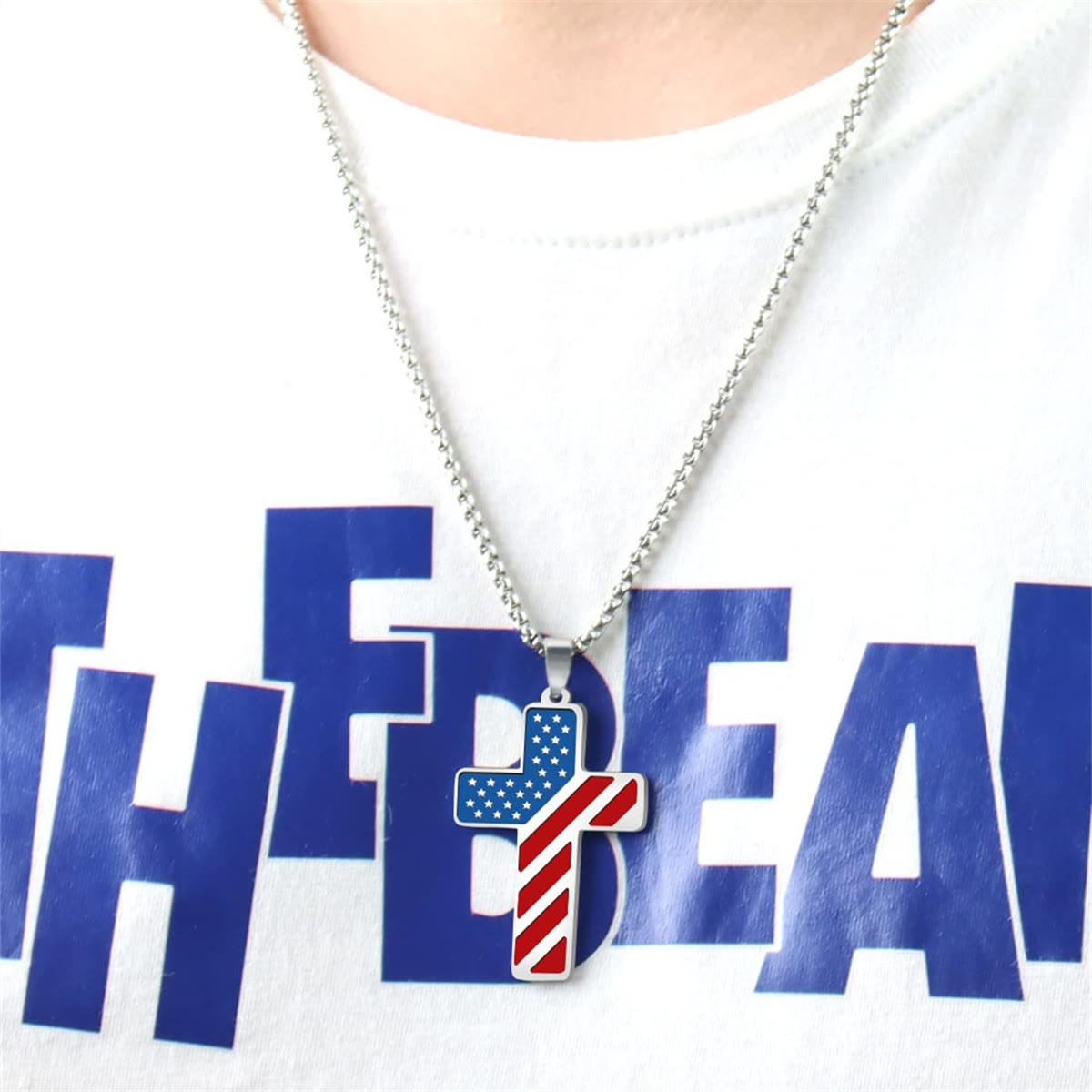 Scripture Cross with American Flag