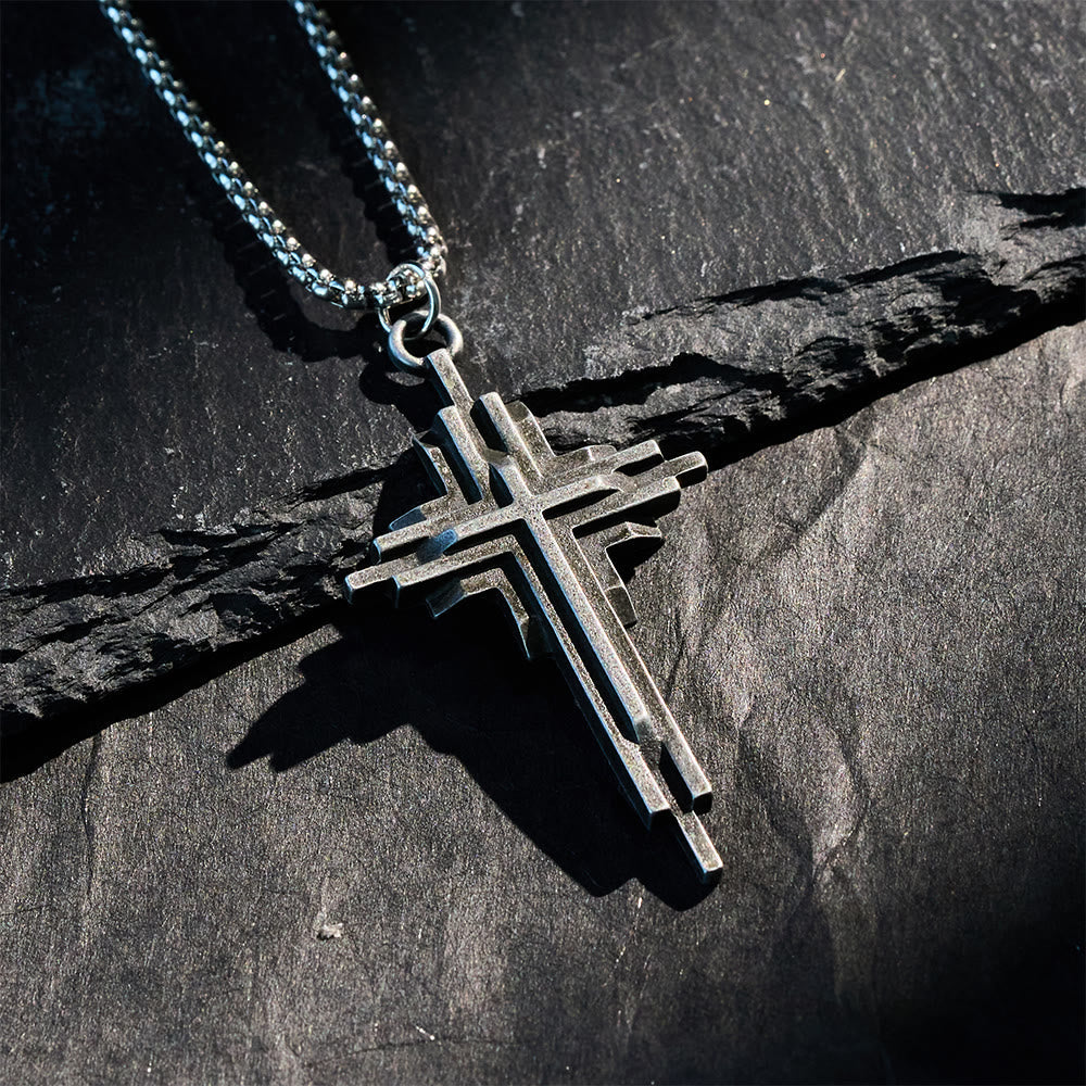Abstract Alloy Cross Necklace