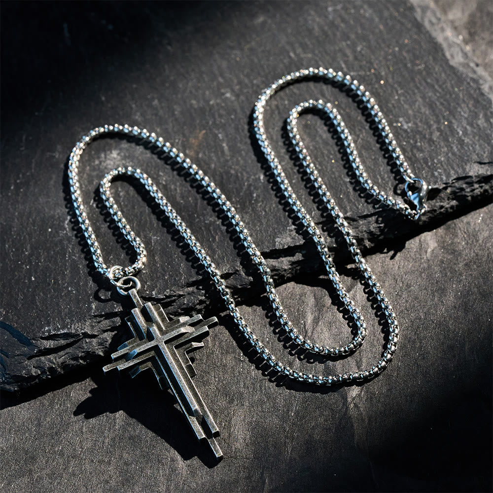 Abstract Alloy Cross Necklace