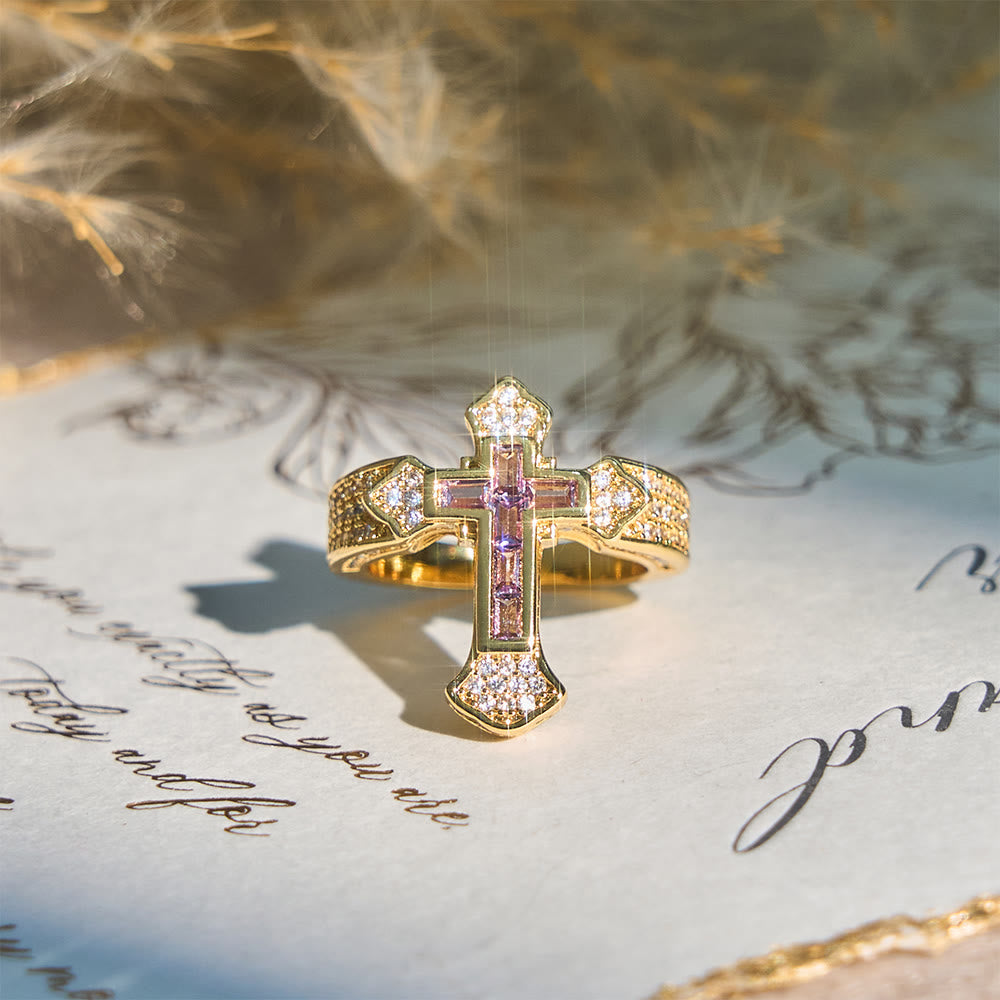 Cross Ring with Zirconia Accents
