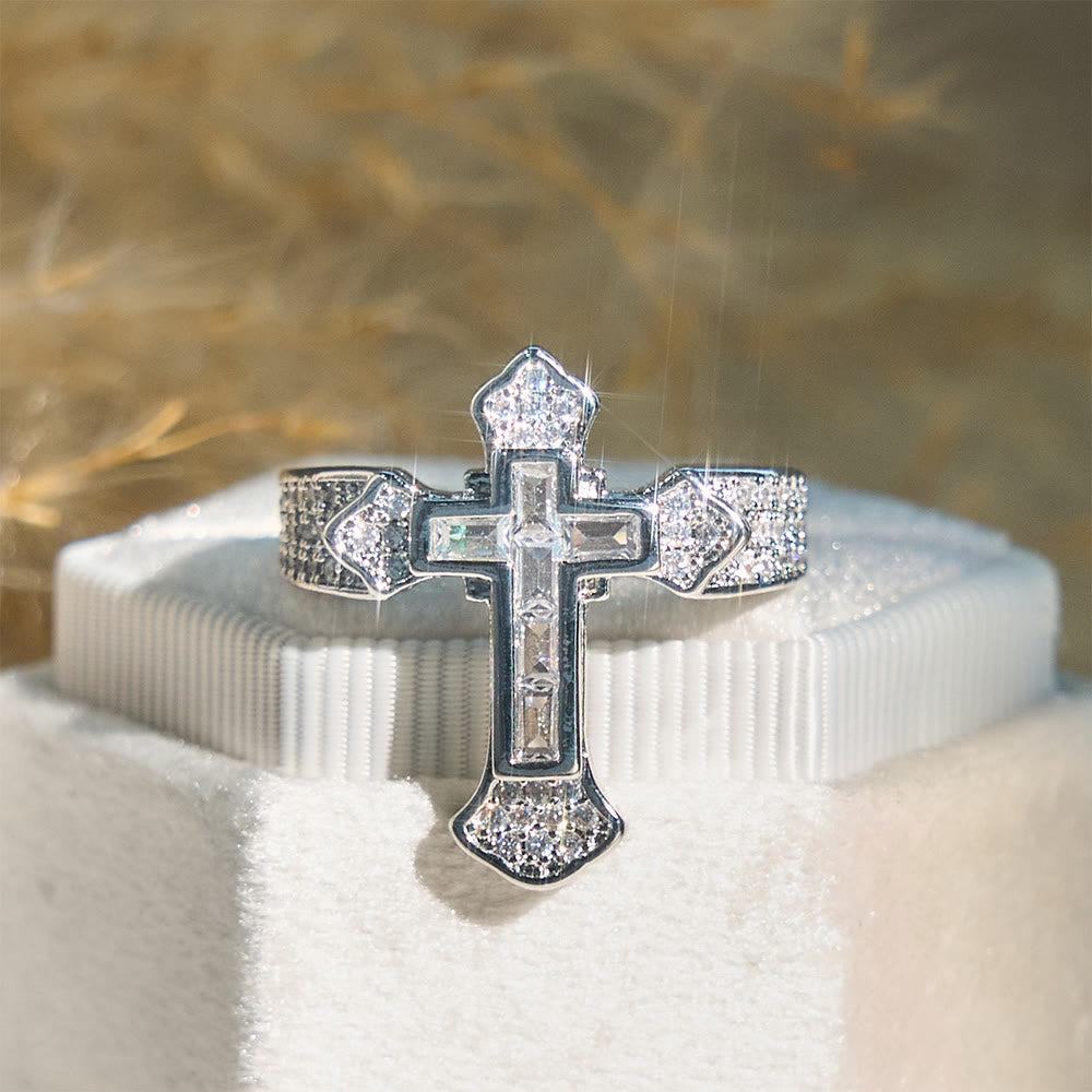 Cross Ring with Zirconia Accents