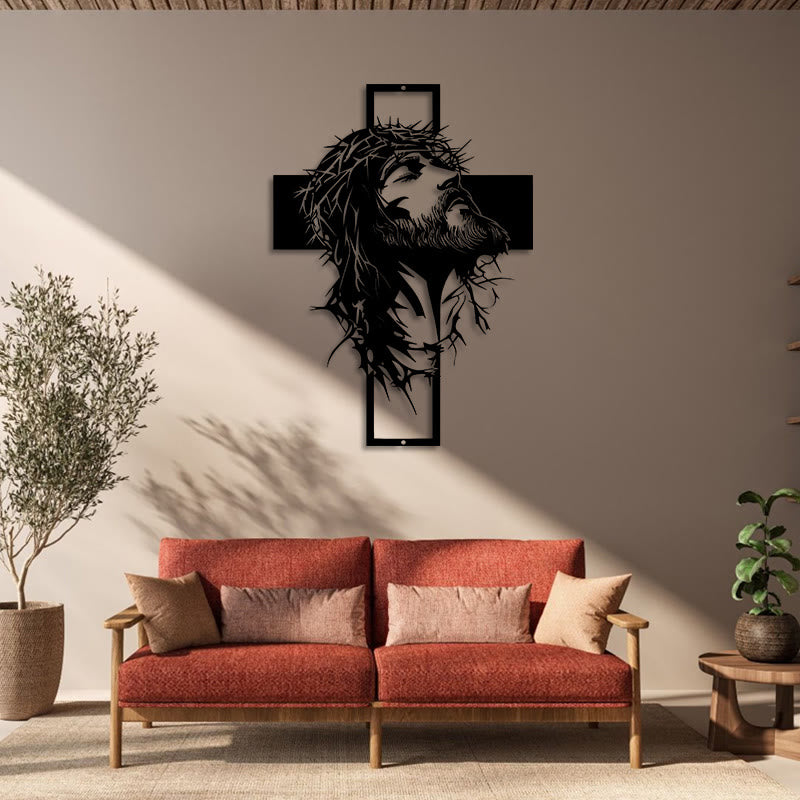 Christian Artwork Workshop Crown of Thorns Jesus Cross Metal Wall Decor: A Meaningful Expression of Faith