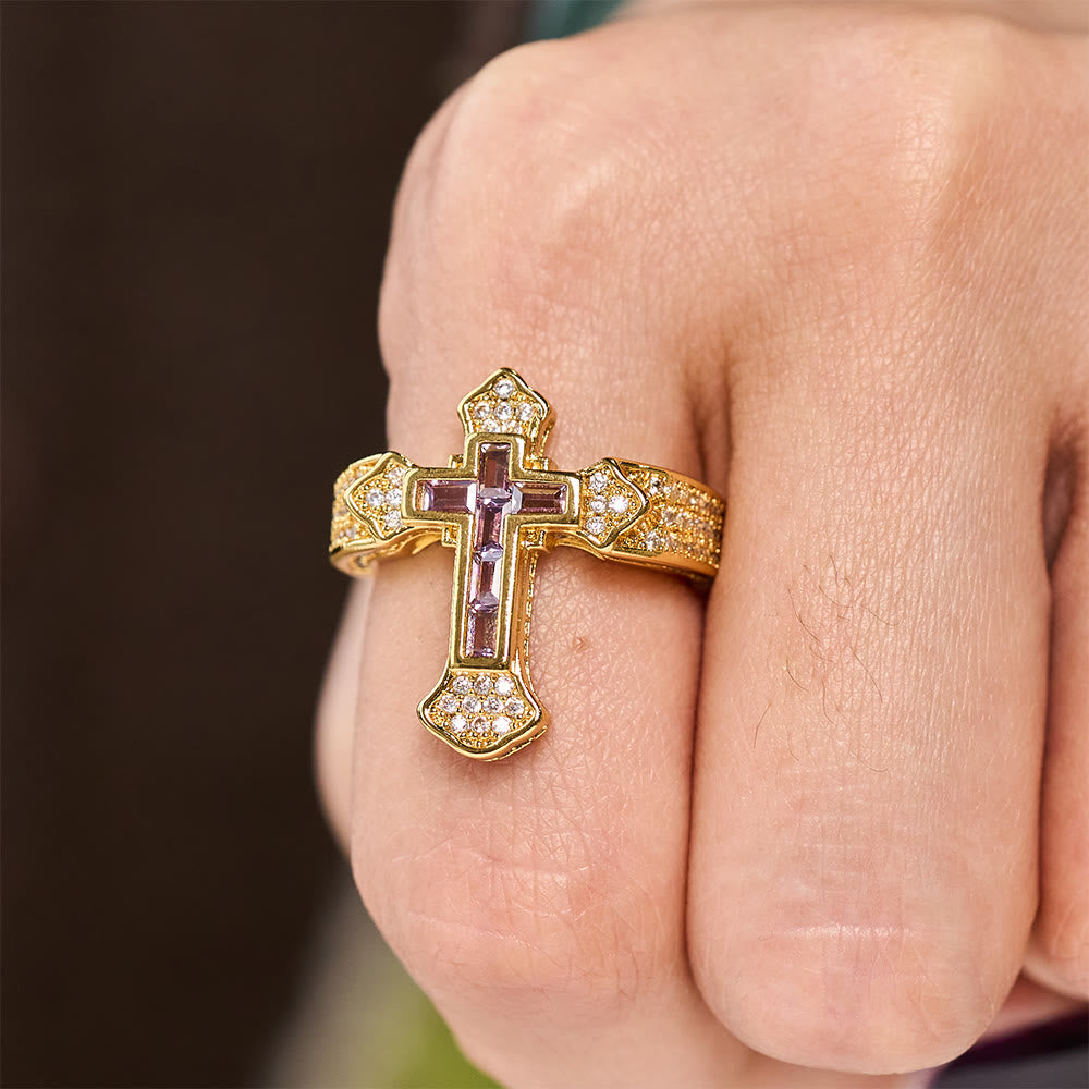 Cross Ring with Zirconia Accents