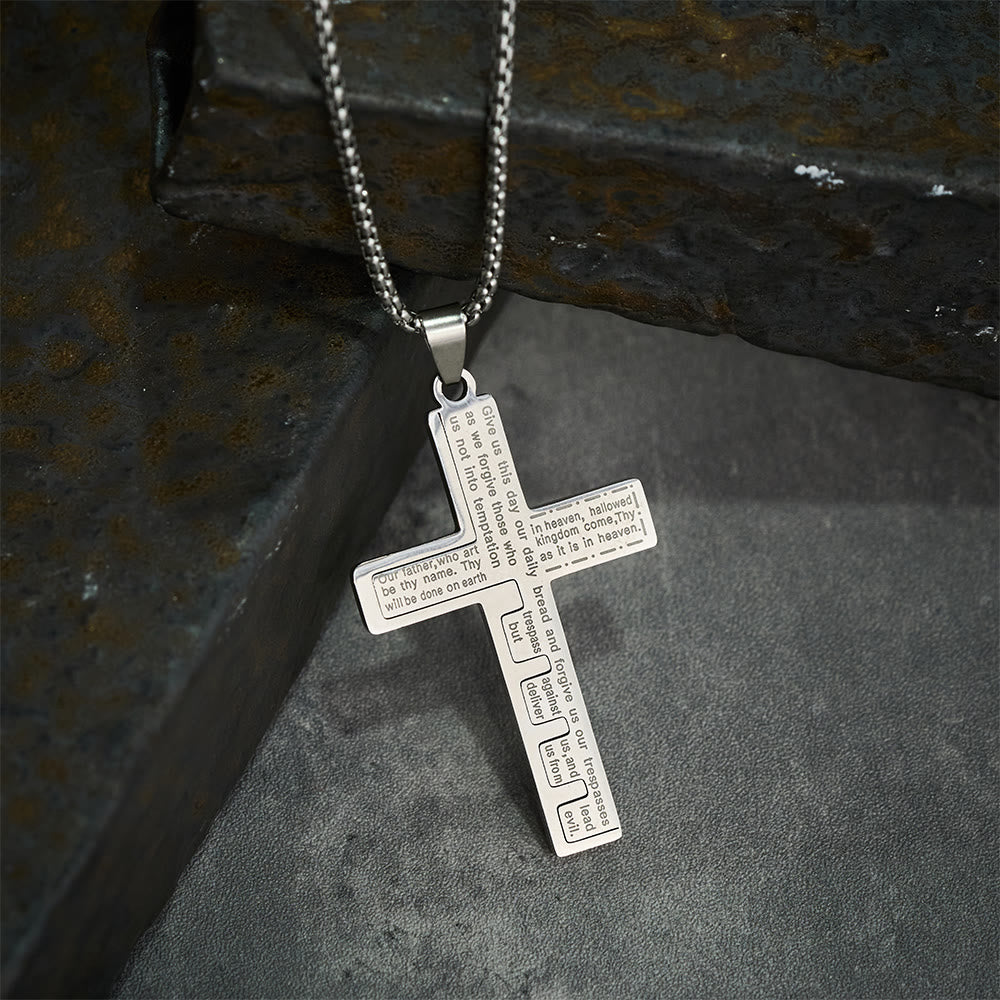 Modern Tri-Color Lord's Prayer Cross Necklace: A Timeless Symbol of Holy