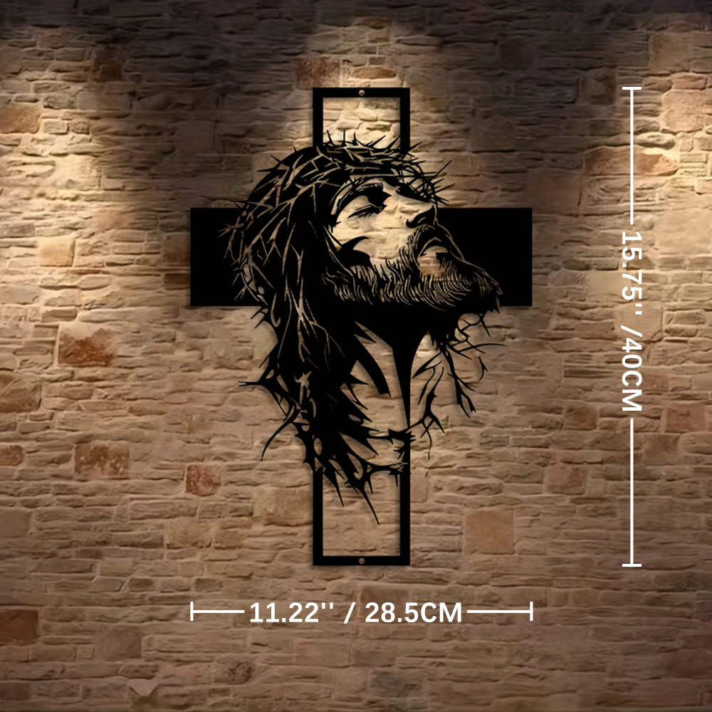Christian Artwork Workshop Crown of Thorns Jesus Cross Metal Wall Decor: A Meaningful Expression of Faith