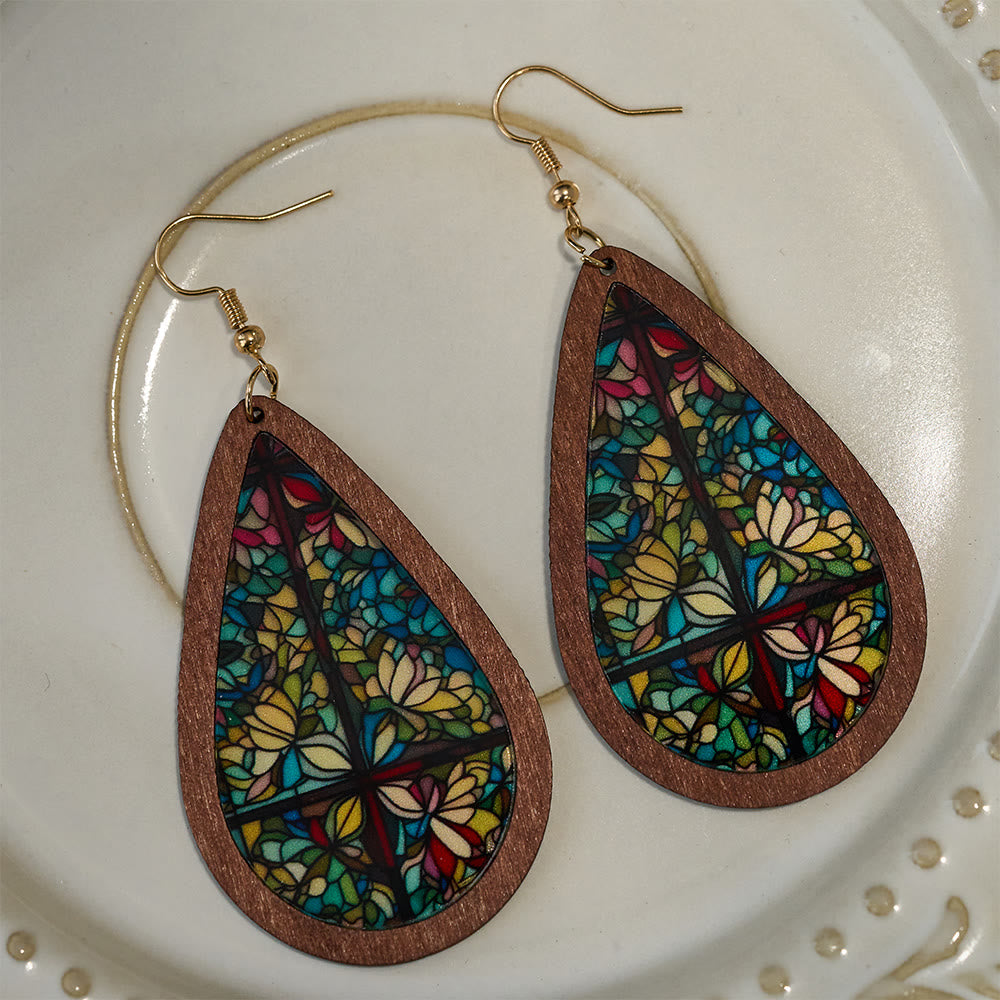 Glorious Grace Teardrop Earrings Inspired by Vibrant Stained Glass Church Art