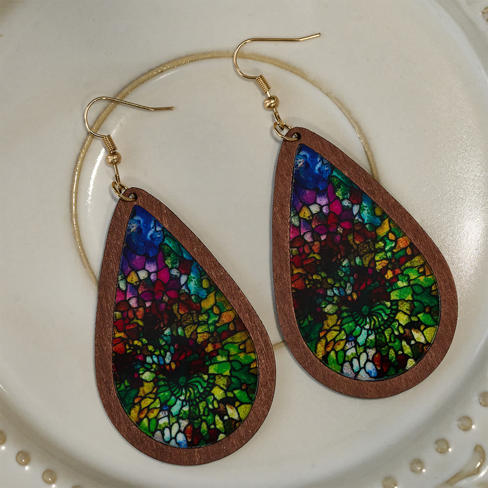 Glorious Grace Teardrop Earrings Inspired by Vibrant Stained Glass Church Art
