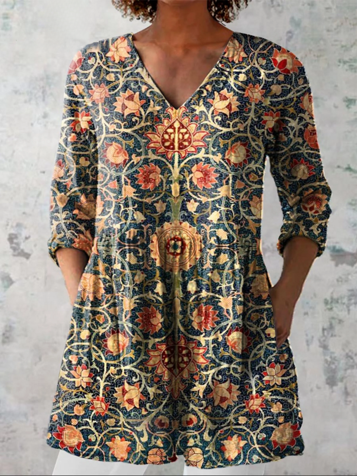Elara | Long V-neck Blouse