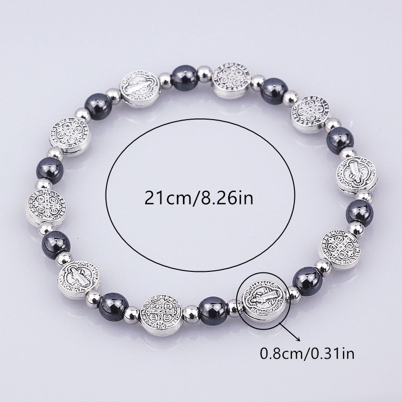 Black Gallstone St. Benedict Rosary Bracelet