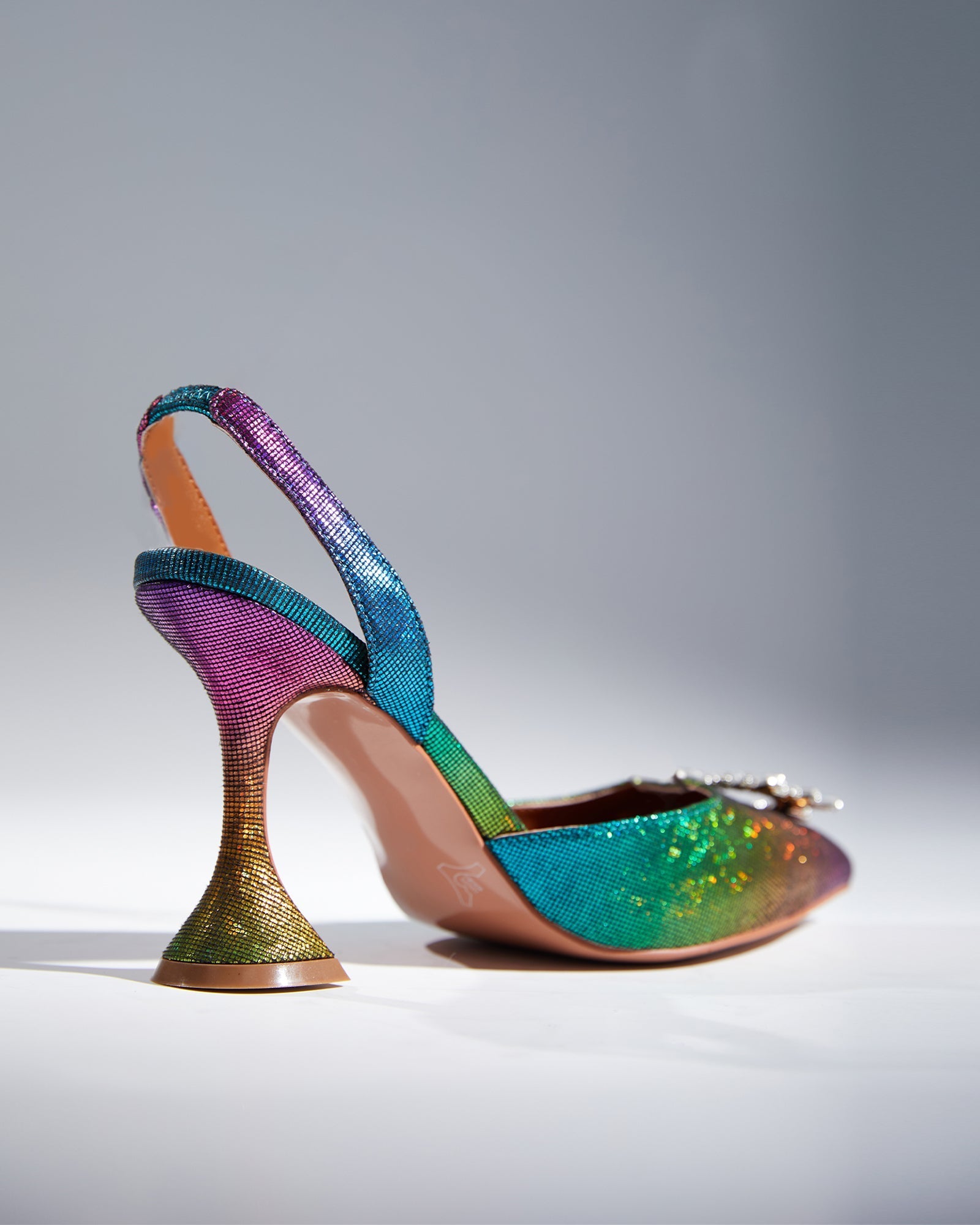 Desideria Rhinestone Slingback Flared Heels In Multicolor