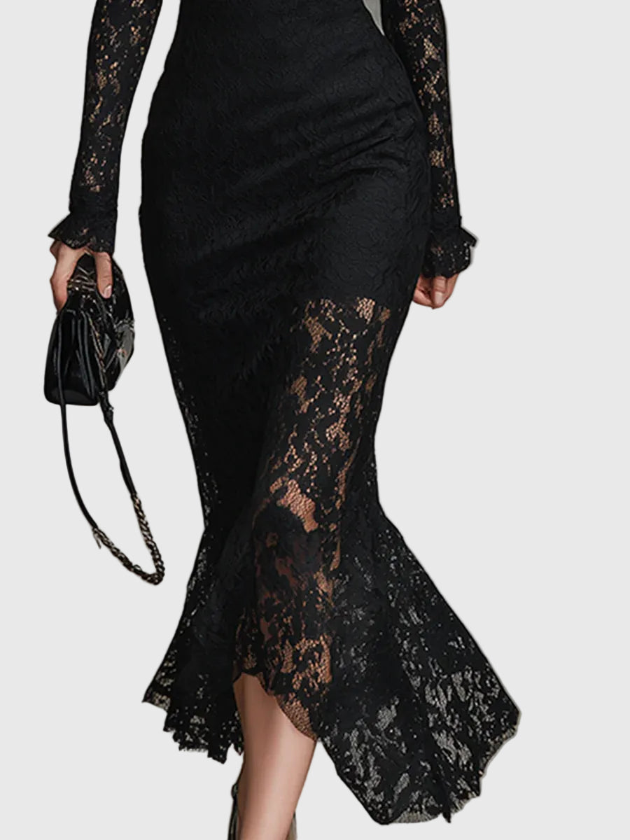 Ella | Elegantes Spitzen-Fishtail-Maxikleid