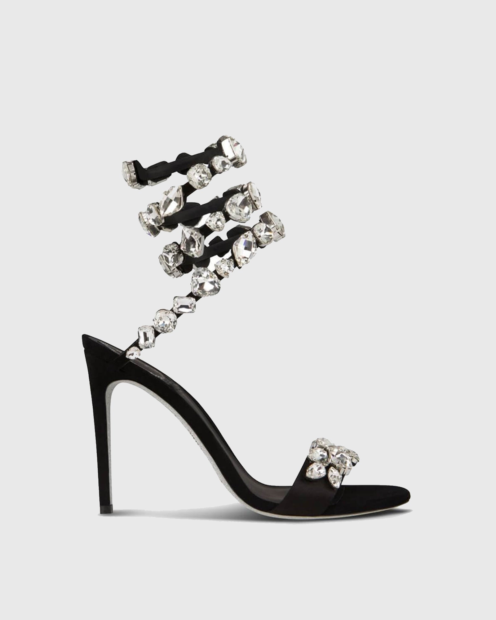 Filide Rhinestone Embellished Lace Up Sandals In Black