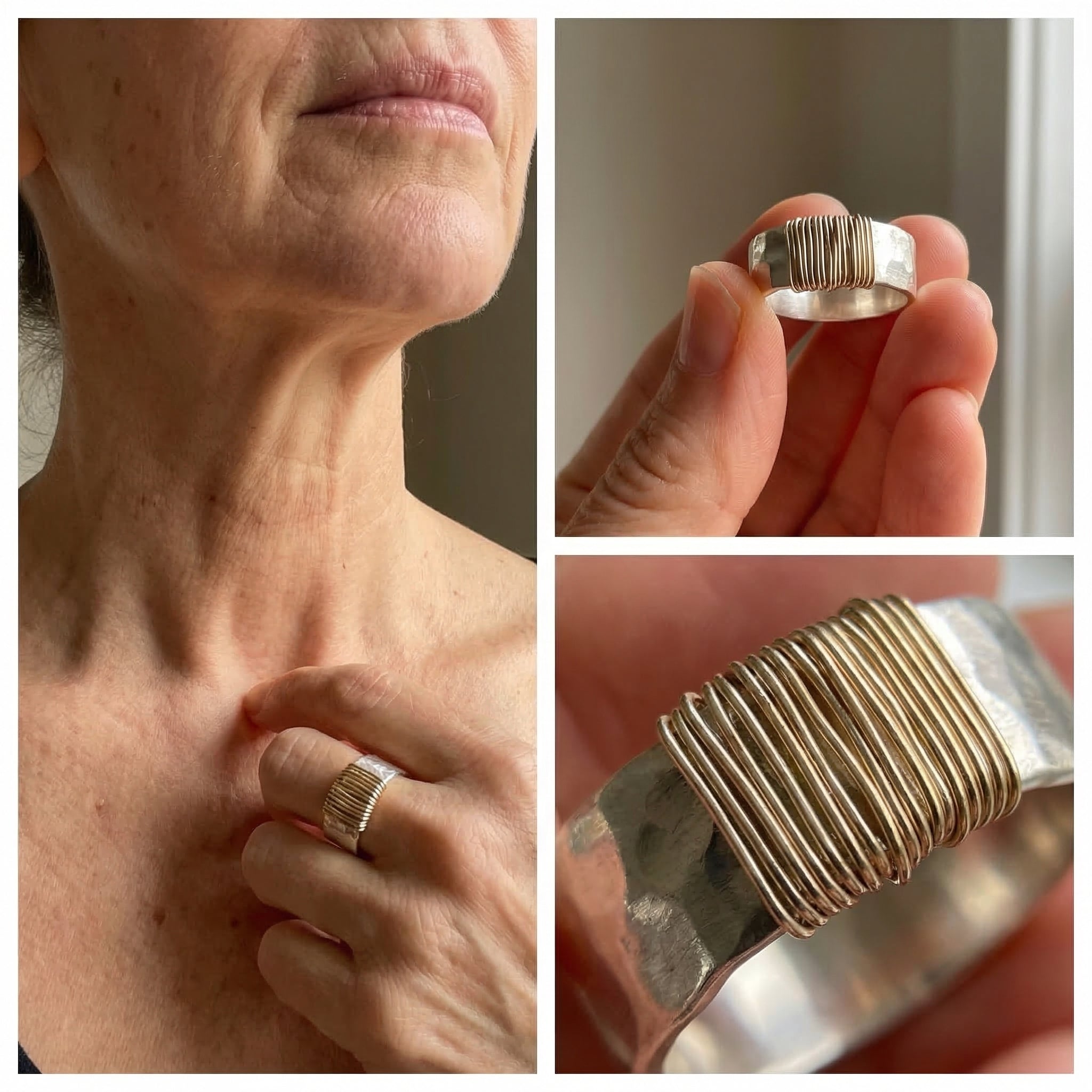 Vintage Golden Threads Silver Ring