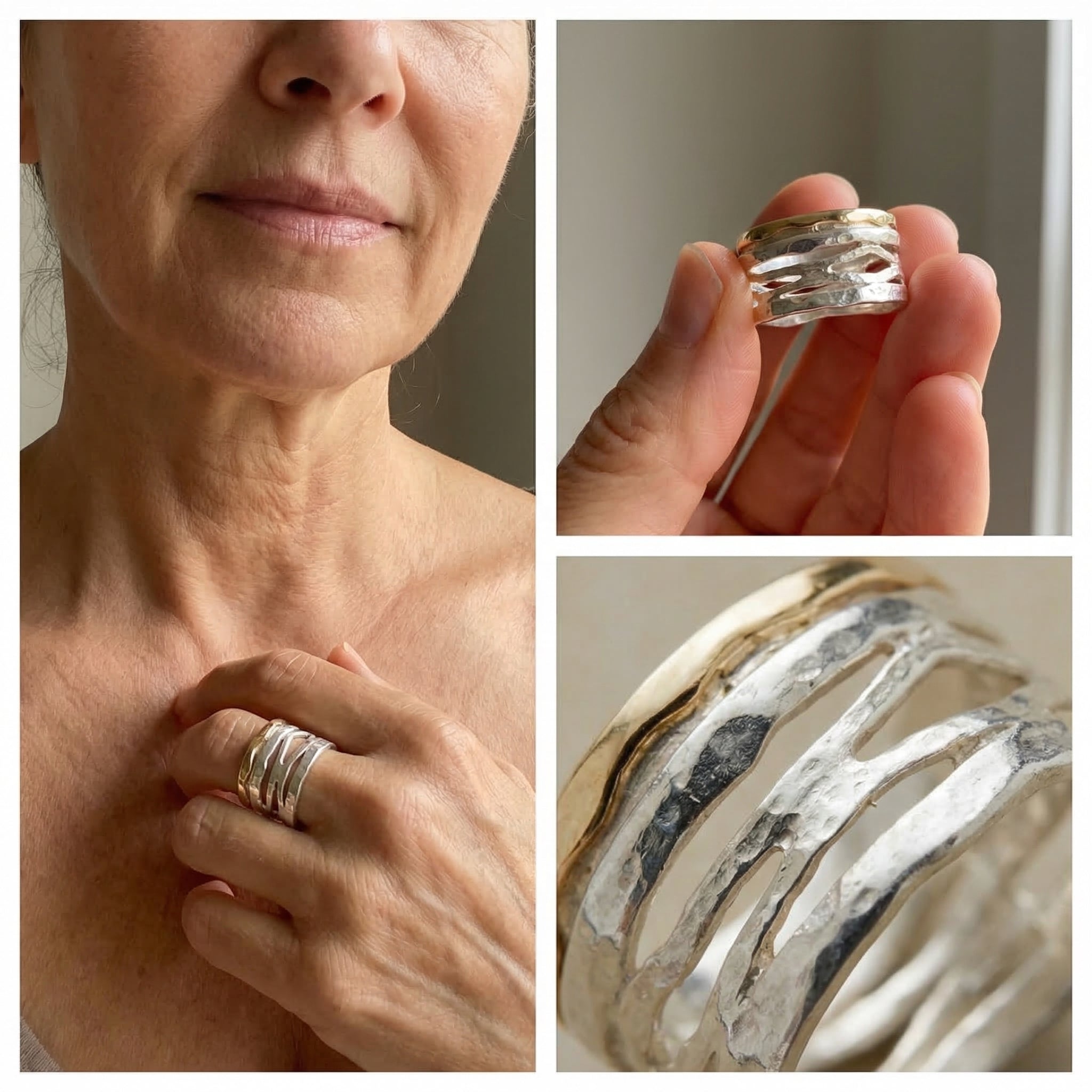 Vintage Gold & Silver Hollow Ring