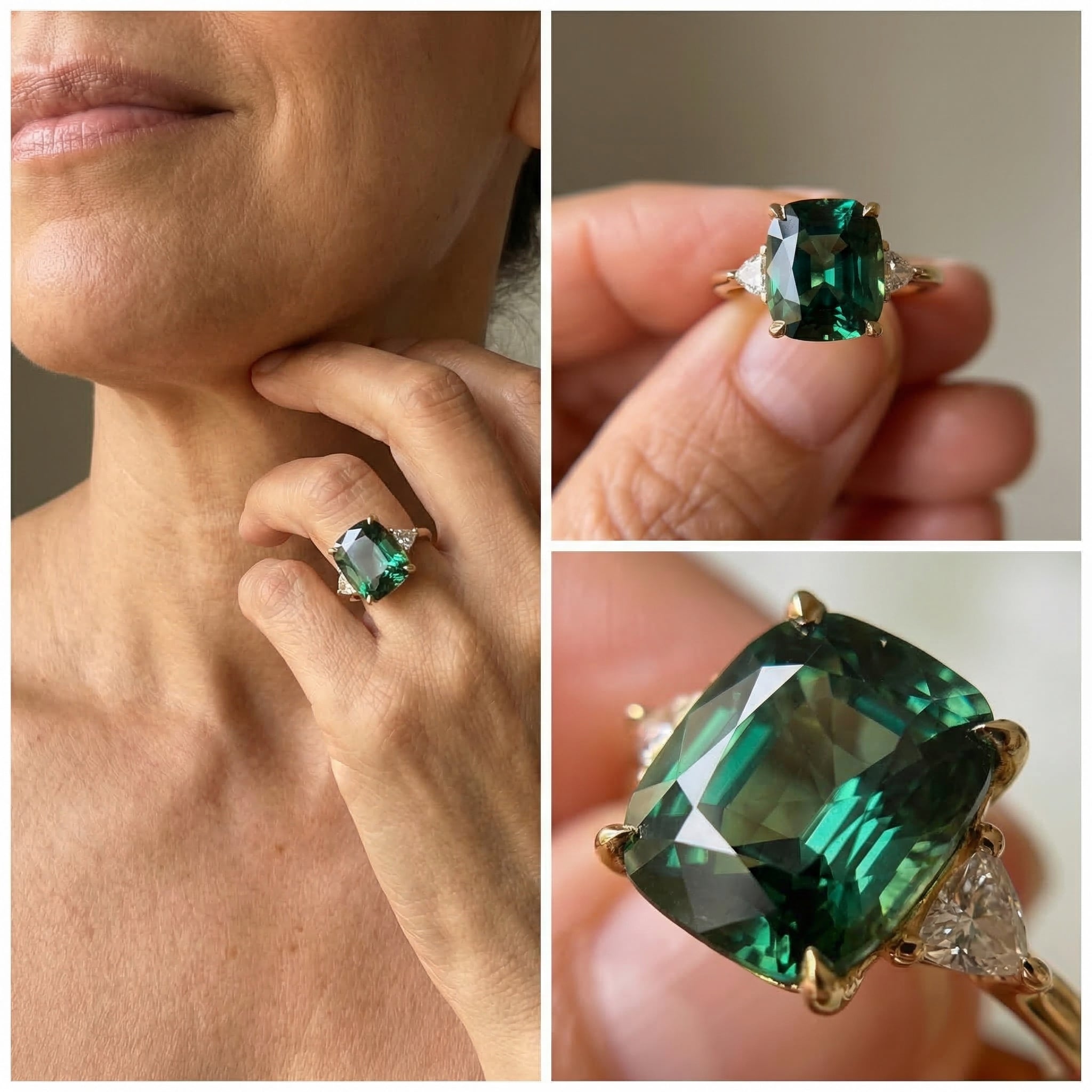 Elegant Square Emerald Ring