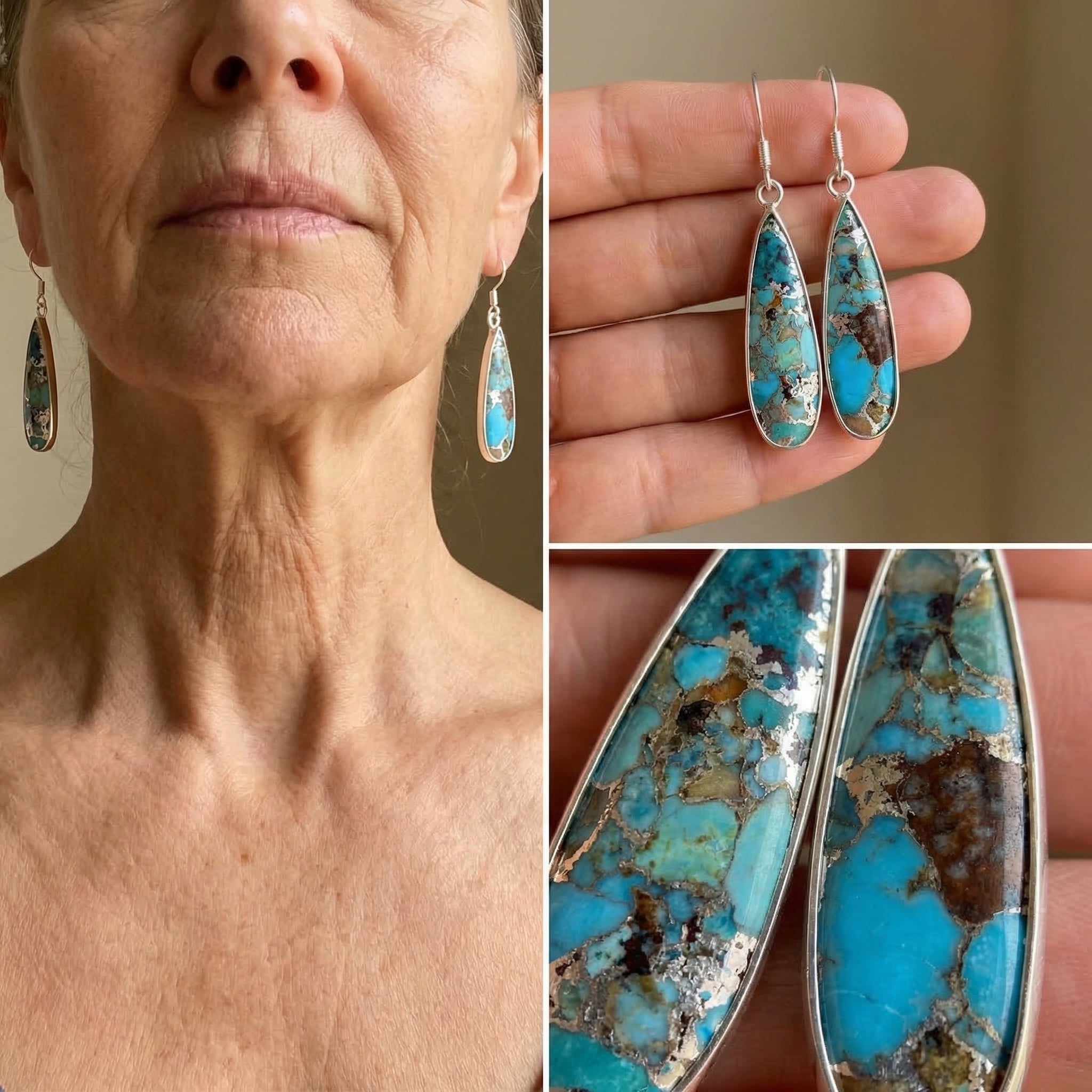 Chic Turquoise Jasper Teardrop Earrings