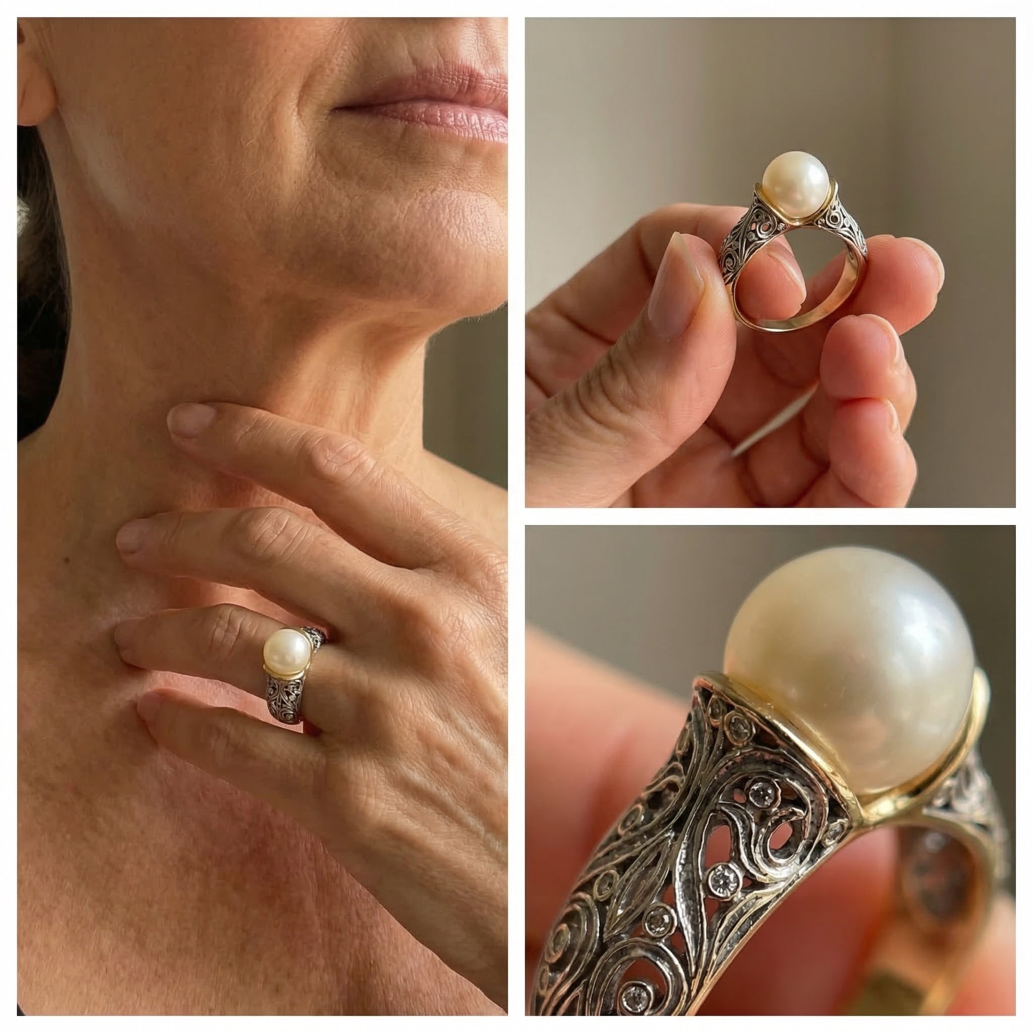 Vintage Pearl Golden Ring