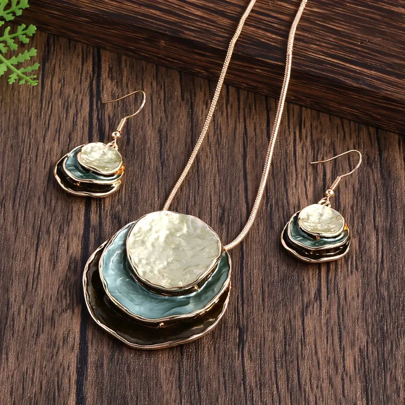 Vintage Blue Stone Necklace+Earring Set
