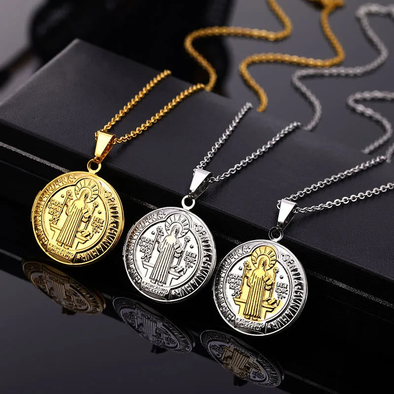 Classic St. Benedict Pendant Titanium Necklace