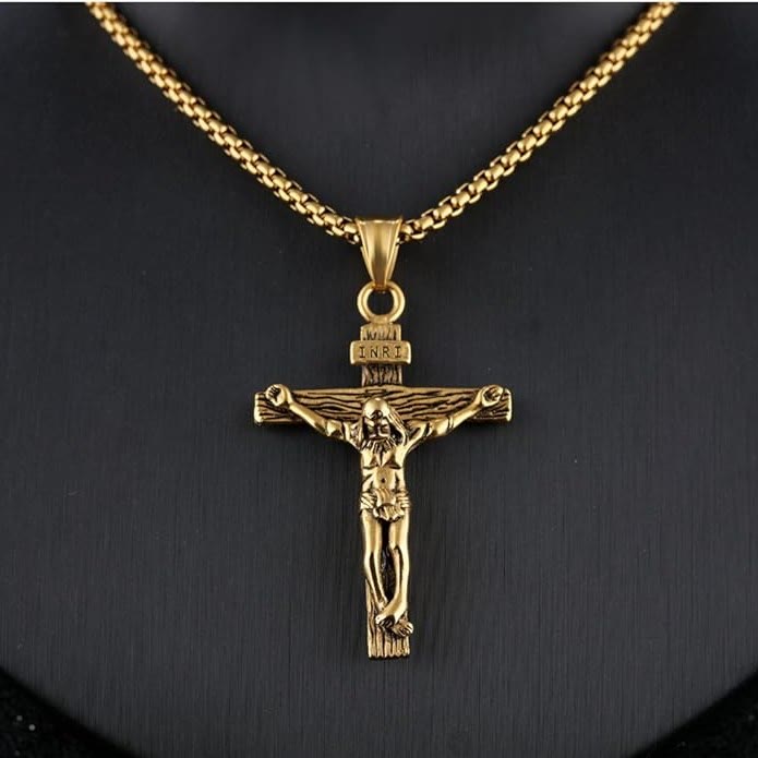 Gold Crucifix Pendant Necklace