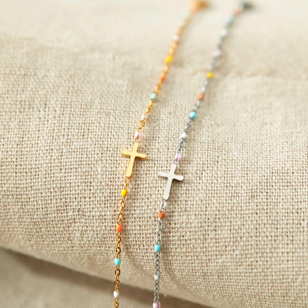 FAITH AS YOUR ARMOR: Delicate Minimalist Cross Bracelet
