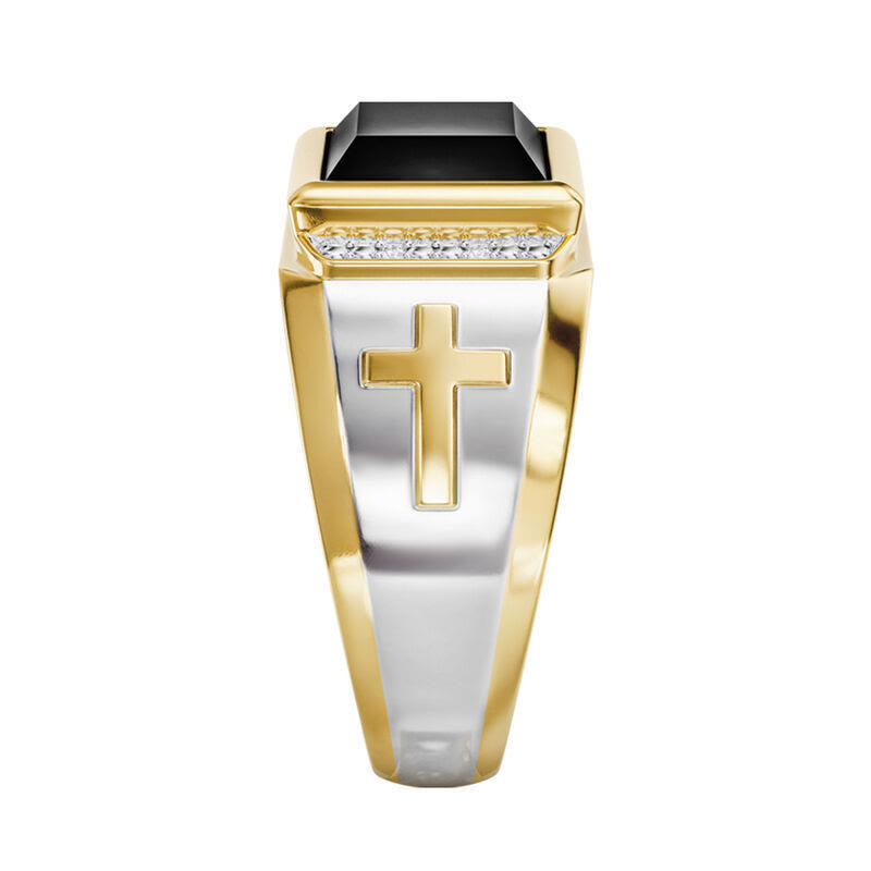 Faith Two Tone Plated Cross Ring - With God All Things Are Possible