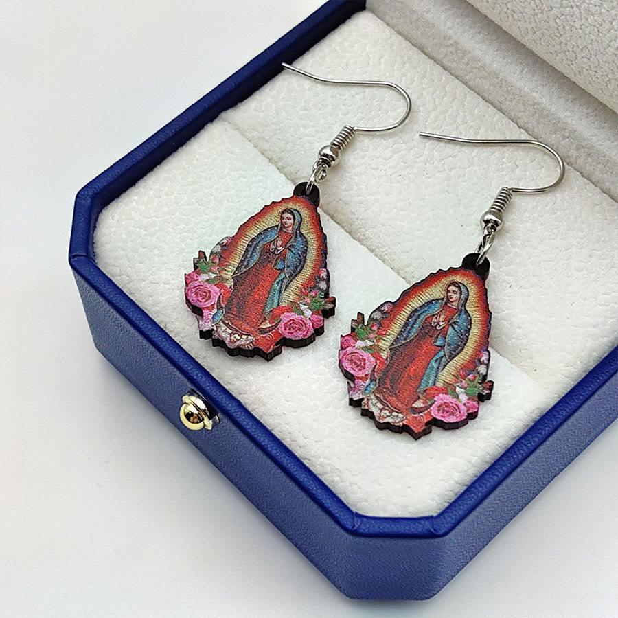 Colorful Virgin Mary Earrings - Our Lady of Guadalupe by Christianartworkshop