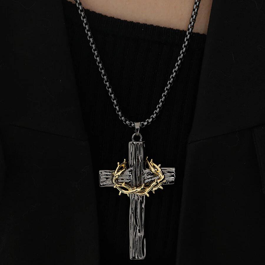 FAITH AS YOUR ARMOR: Jesus Crown Of Thorns Cross Sacred Necklace