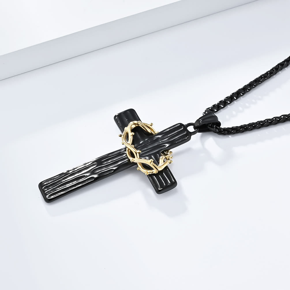 FAITH AS YOUR ARMOR: Jesus Crown Of Thorns Cross Sacred Necklace